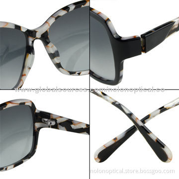 Black Acetate Sunglasses with Inner Pattern